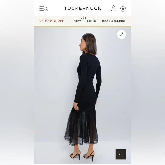 Tuckernuck Black Dress with Sheer Hem - Picture 2 of 4